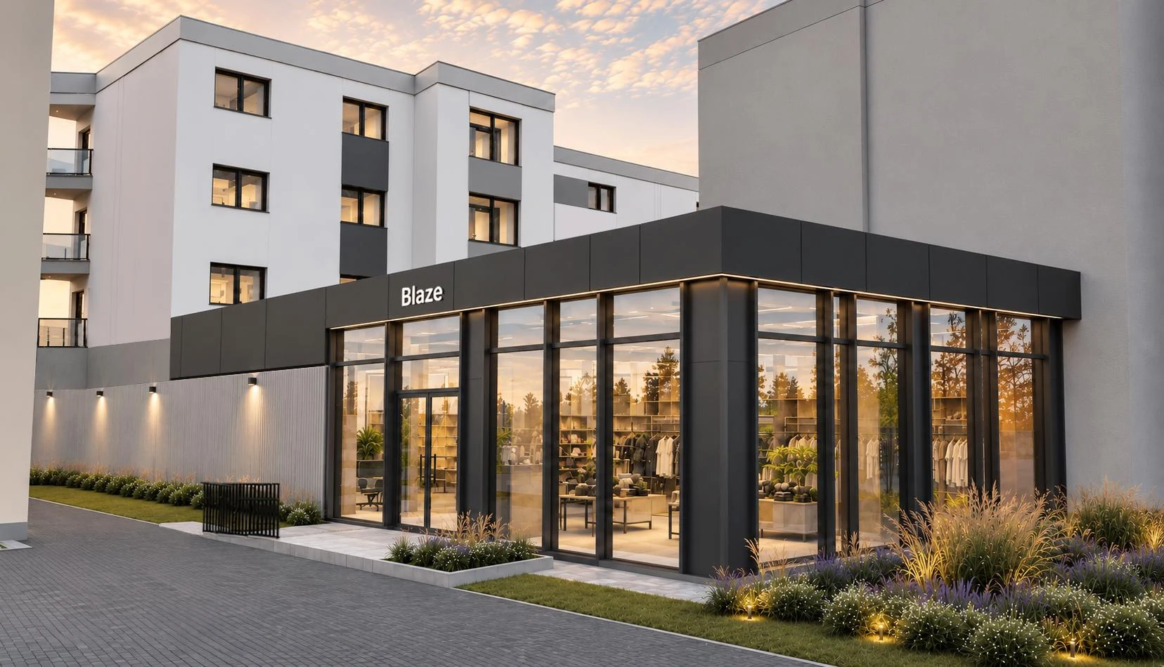 Randare spațiu comercial la parterul RED Residence