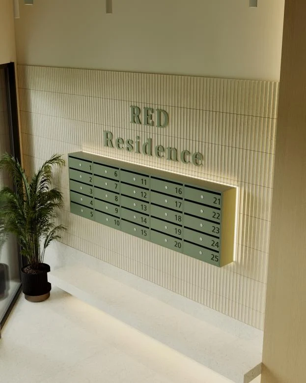 Acces vitrat în lobby-ul RED Residence